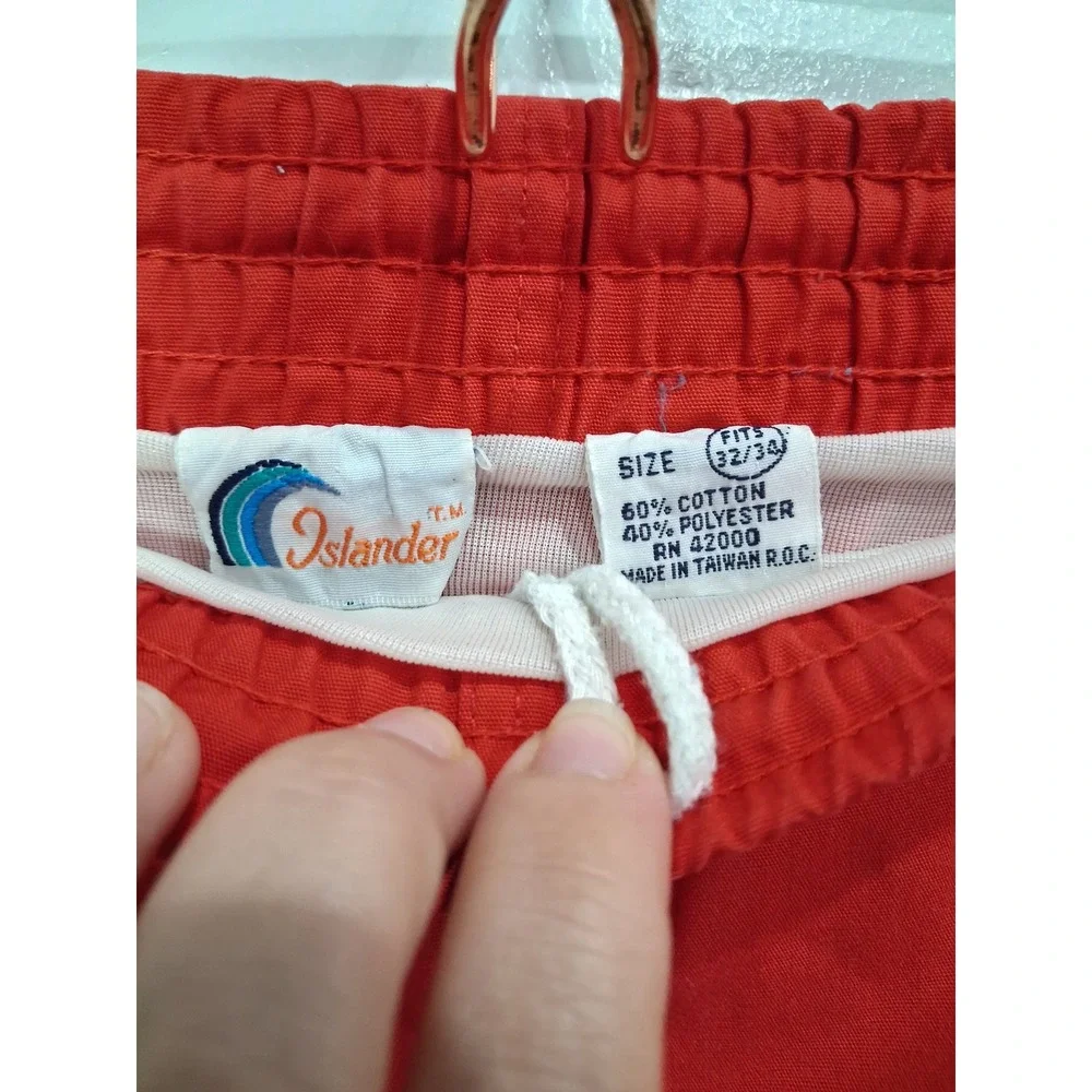 Vintage Islander Mens Red Swim Trunks Retro 80s Mesh Lined Board Shorts 32-34